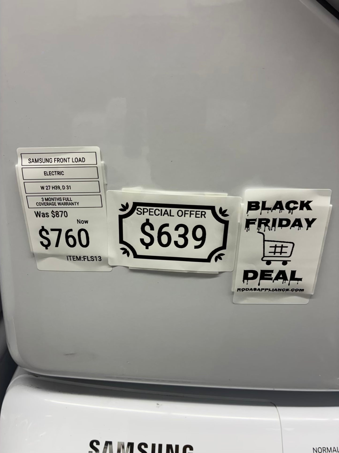 SAMSUNG WASHER N DRYER FRONT LOAD ELECTRIC 27” WHITE