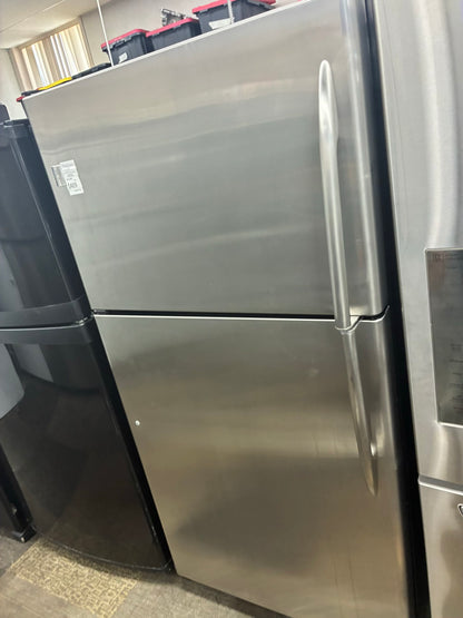 GE top freezer refrigerator stainless steel 33”
