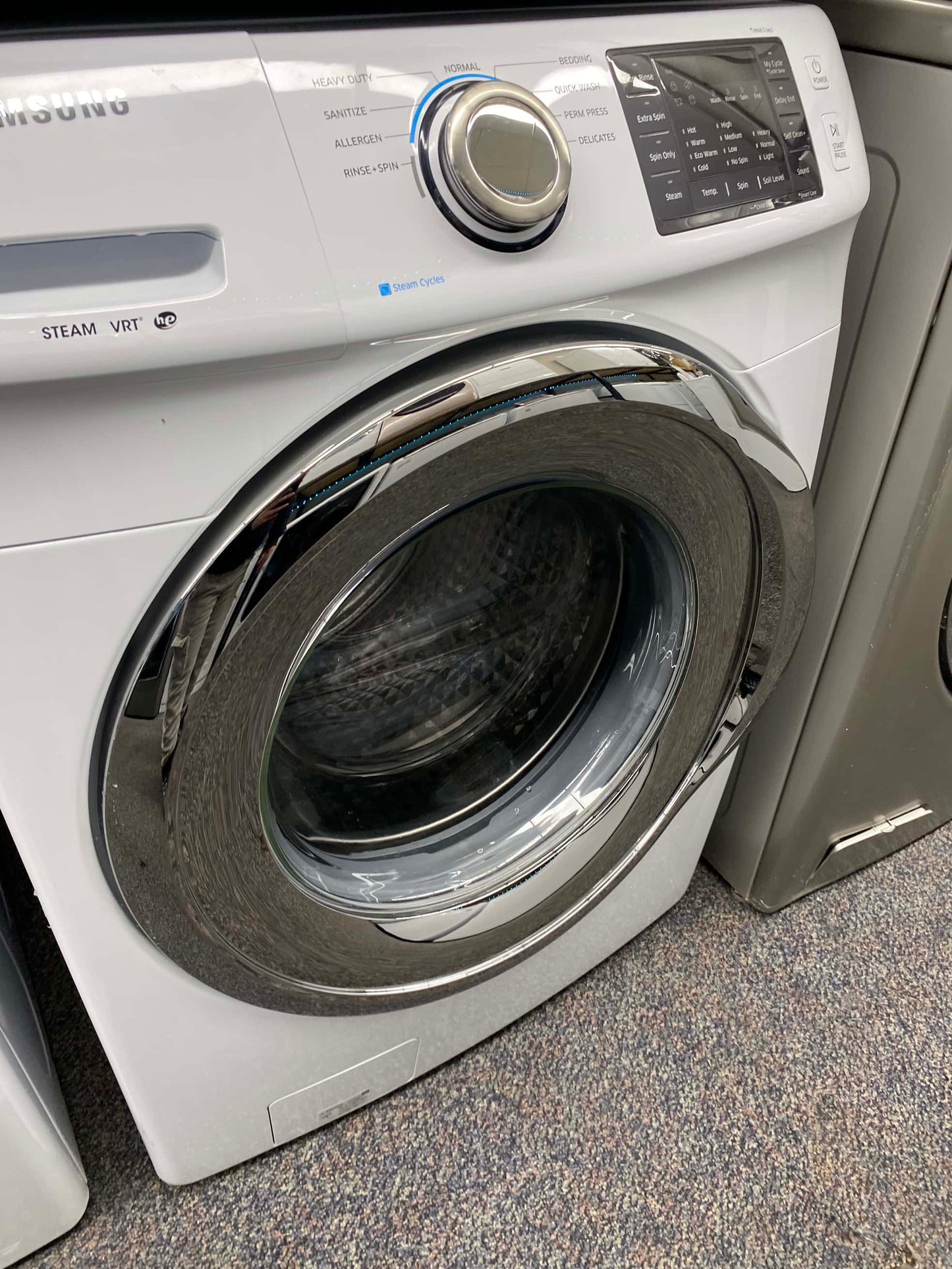 Item: #W19Y Samsung high efficiency and electric dryer stainless steel drum front load ,stackable or side by side 27”