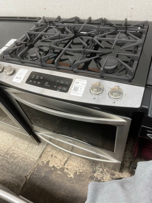 ^ ITEM #GR77A kenmore  Stainless steel slide in gas range 5 burner 30 inch