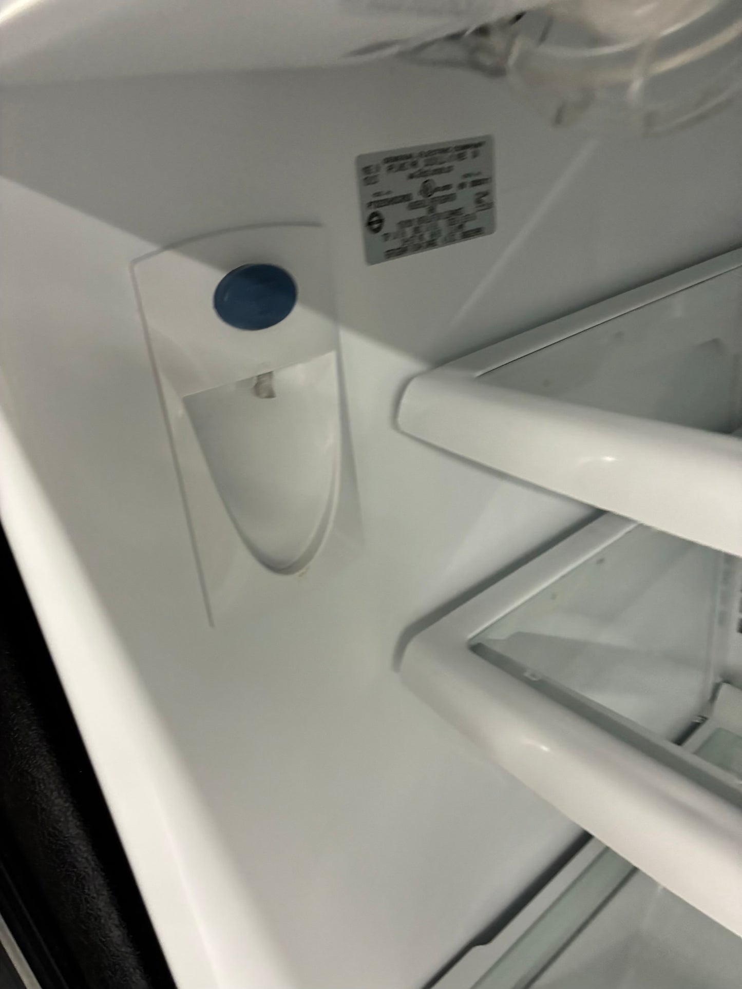 GE top freezer refrigerator stainless steel 33”