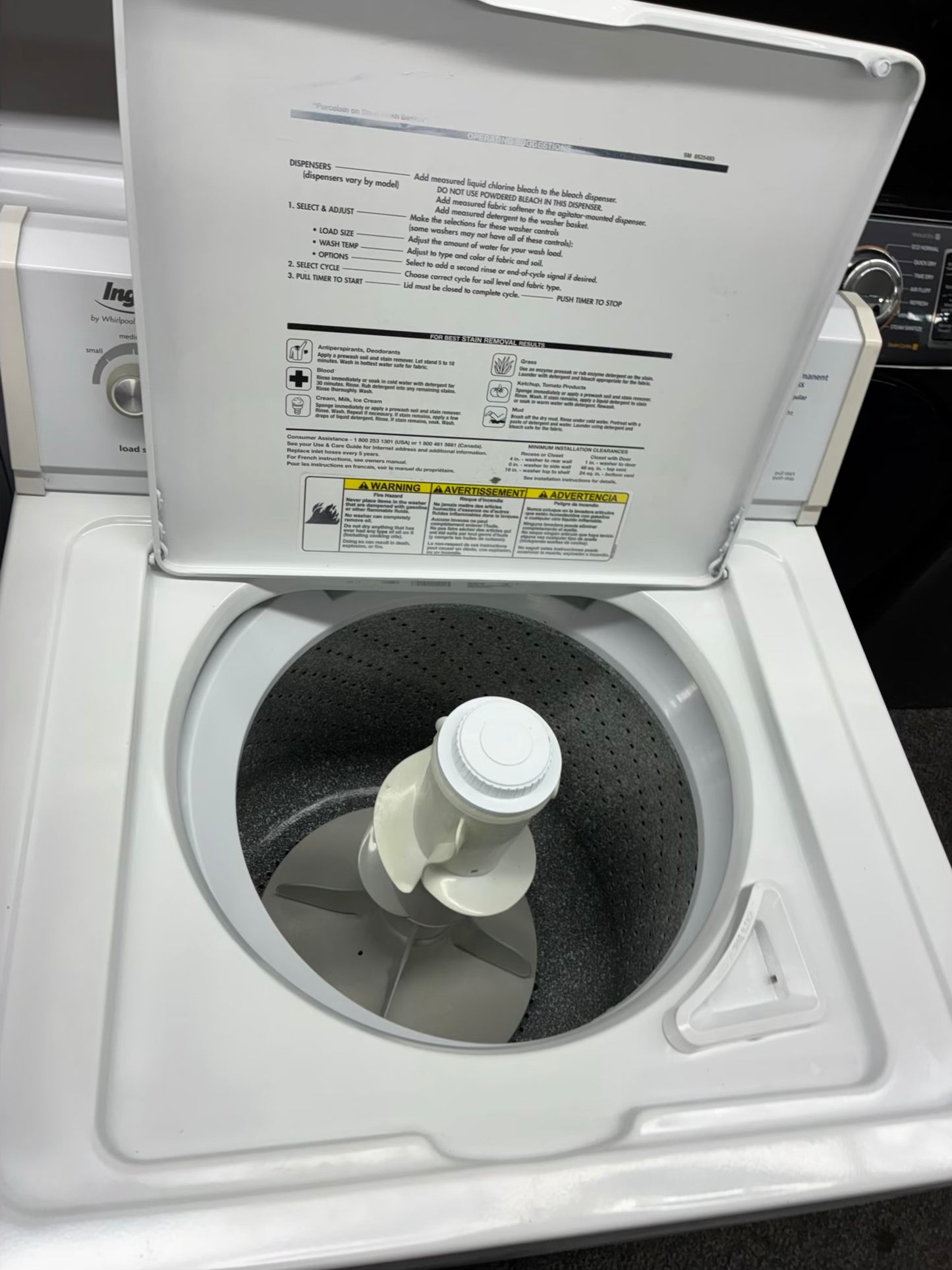 INGLIS top load washer  large capacity side x side 27”