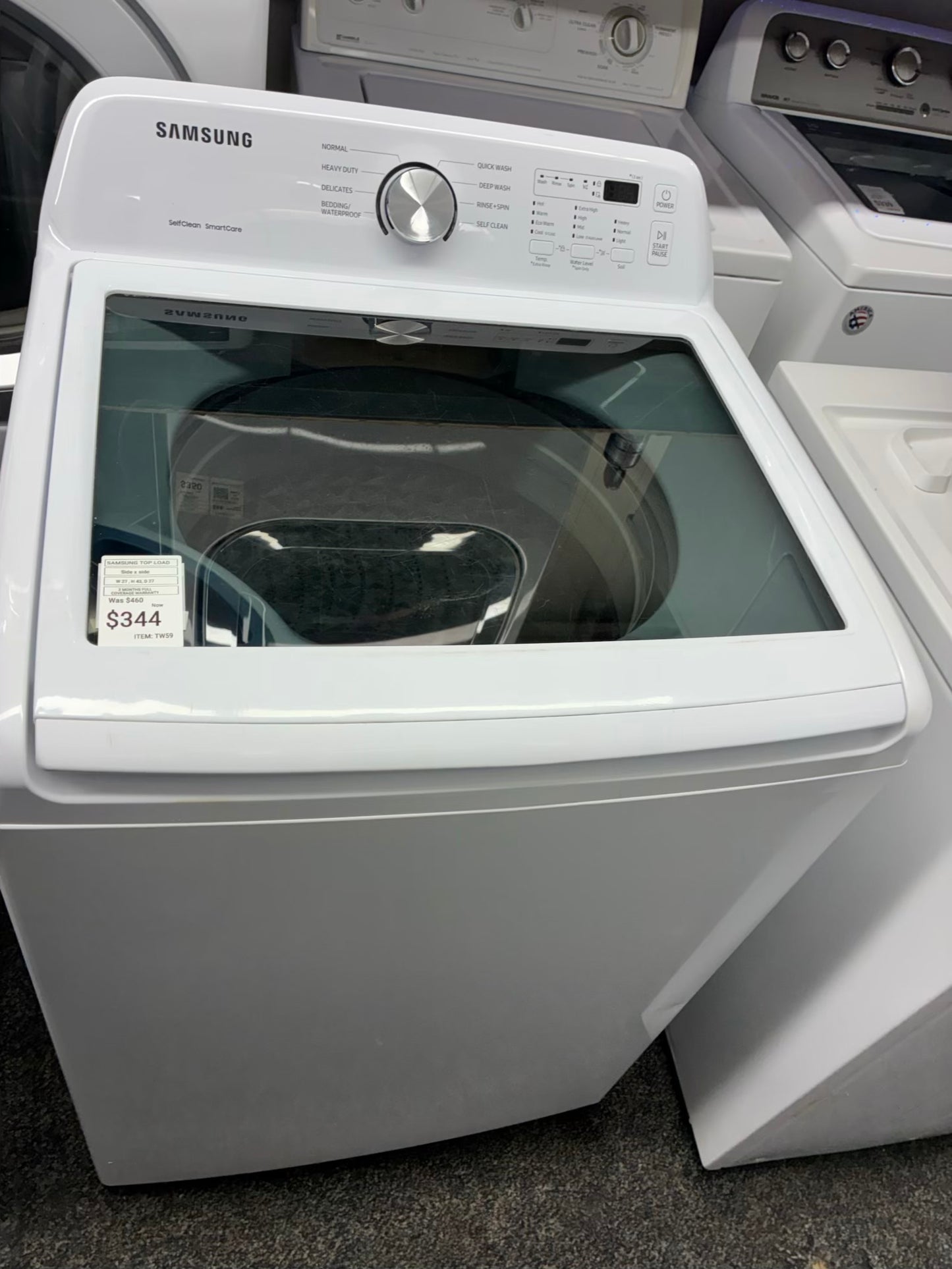 Samsung top load washer  large capacity side x side 27”