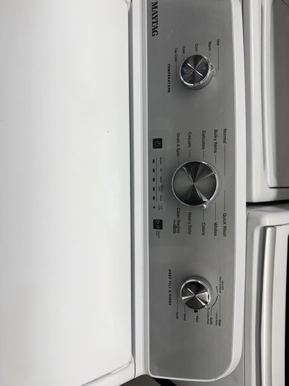 Maytag top load washer deep fill & rinse white 27” whit agitator stainless steel drum