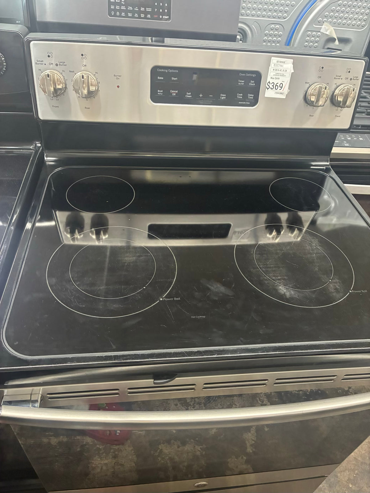 GE electric range stainless steel 30” 4 burners