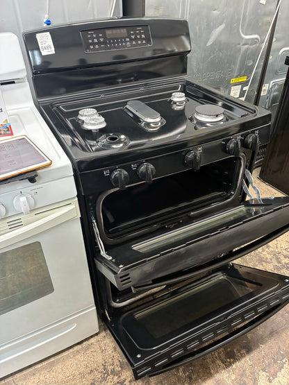 GE Double Oven Gas Range black 5 Burners 30”