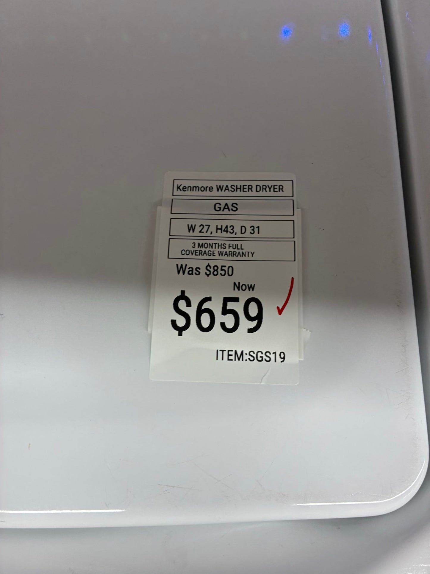 Kenmore gas washer 27” and dryer 29” top load