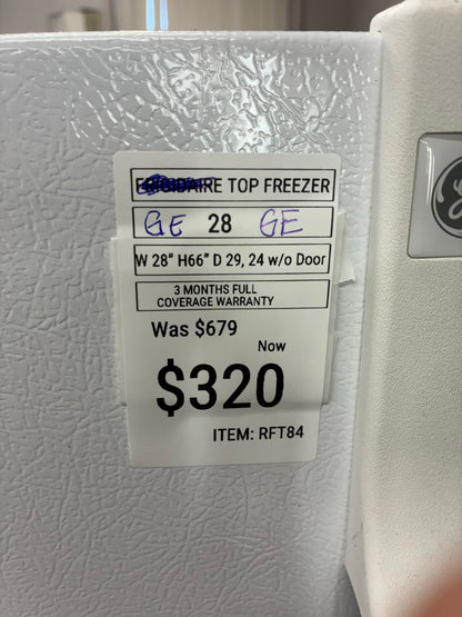 GE top freezer refrigerator  28”