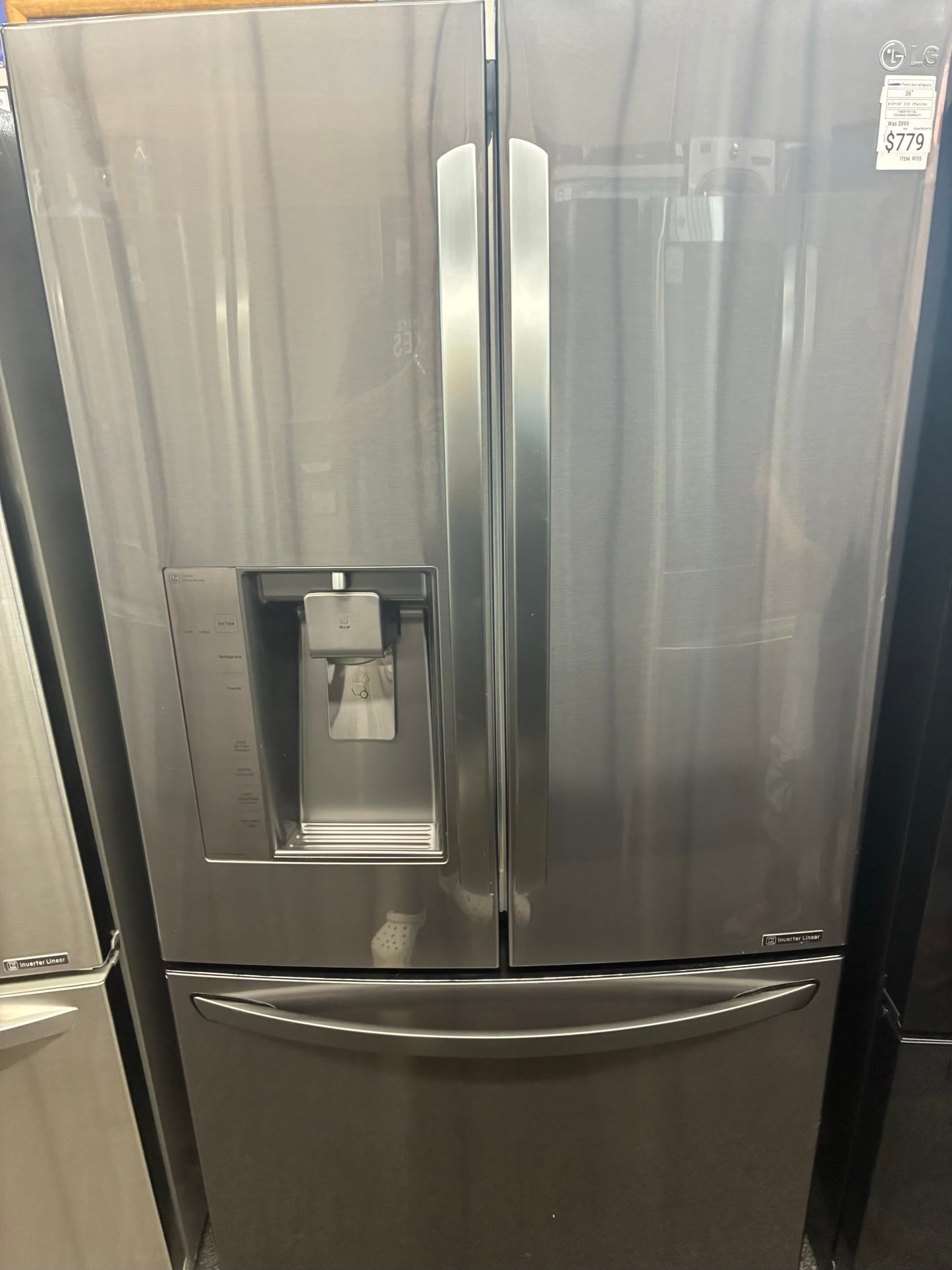 LG French door refrigerator stale stainless steel 36” ice maker water dispenser
