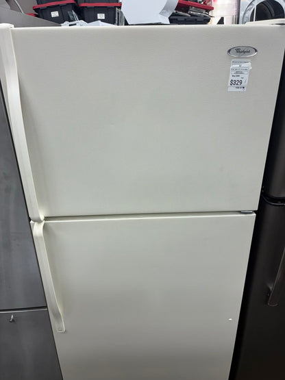 Whirlpool top freezer refrigerator beige 30”
