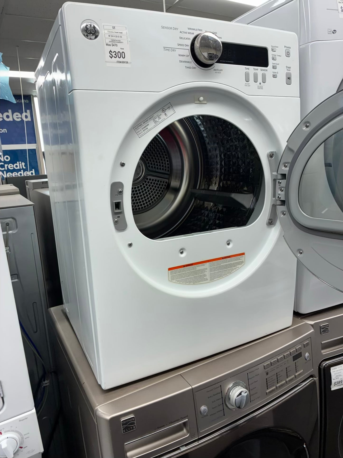 GE front load electric dryer 220v large capacity stackable 24”