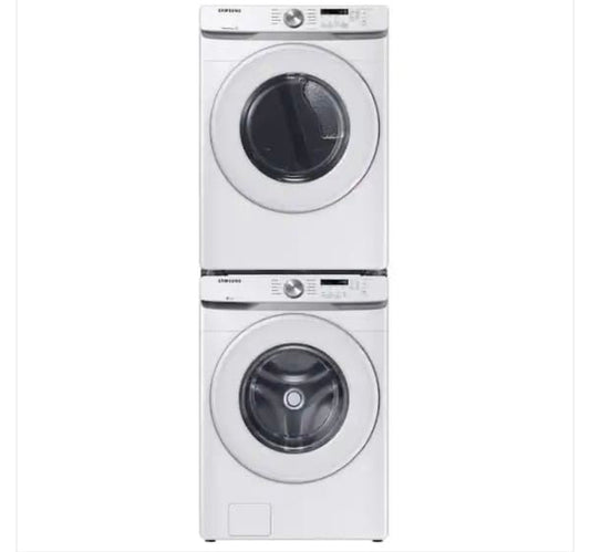 Samsung 4.5 cu. ft. High-Efficiency Front Load Washer with Self-Clean+ in White & 7.5 cu. ft. Stackable Vented Electric Dryer with Sensor Dry in White WD640