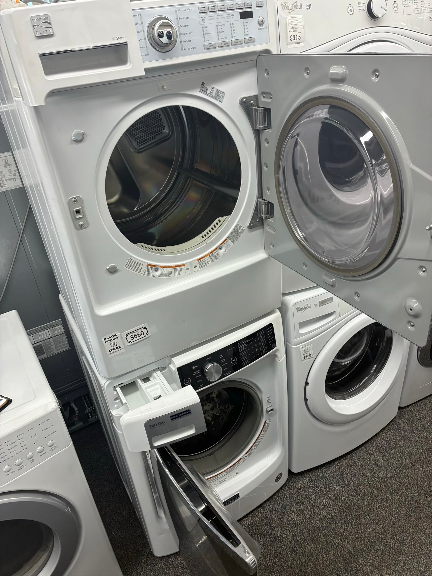 Gas Front load set Maytag washer and gas Kenmore dryer 27” large capacity