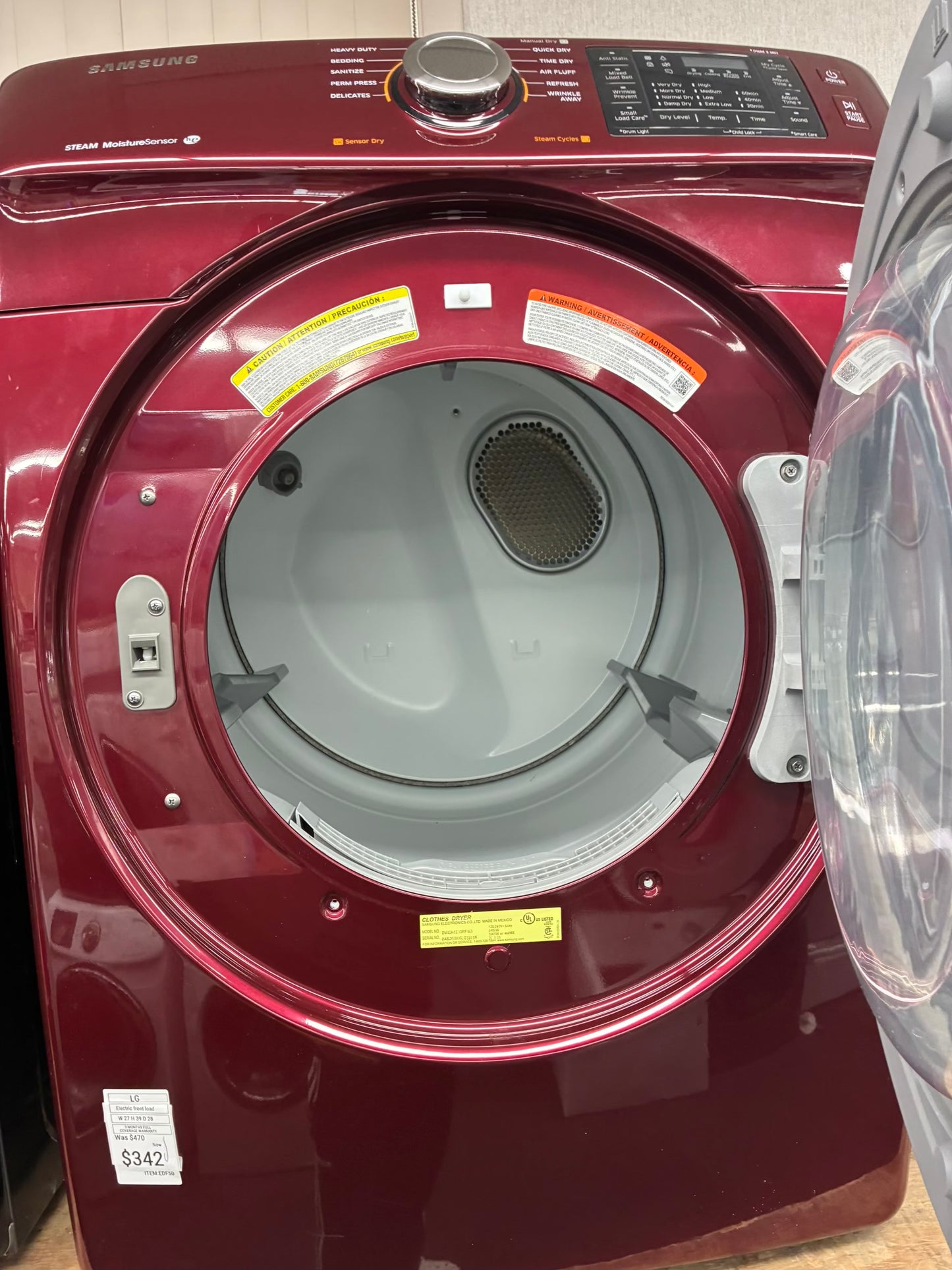 Samsung Electric Dryer 27” red front load