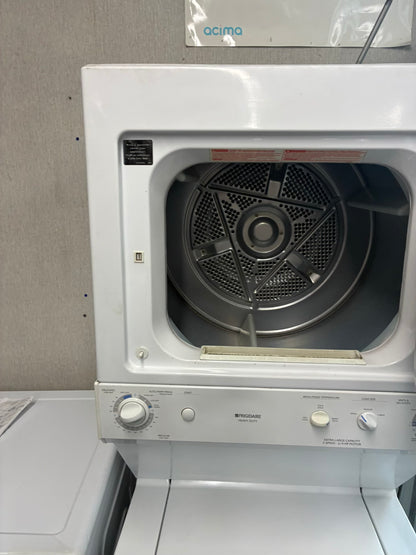 Frigidaire laundry center  washer and dryer set gas stackable 27”