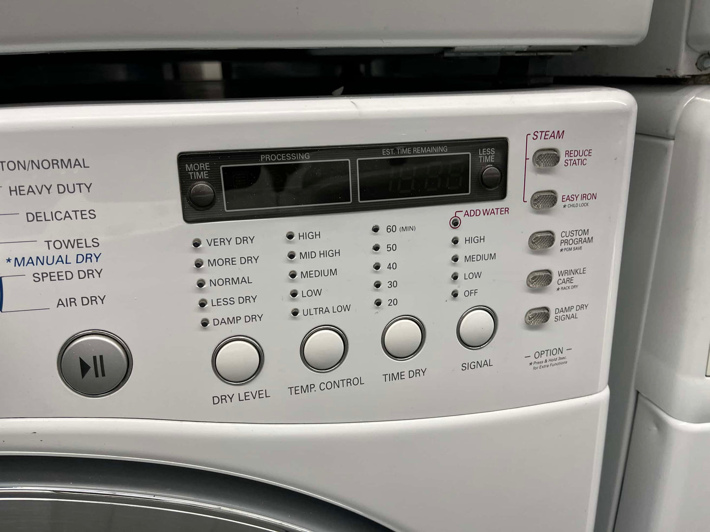 - ITEM #WD93D LG front load electric dryer 220v large capacity stackable 27”