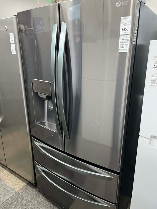 - ITEM: #RF49S  LG four door refrigerator stainless steel 36” with water dispenser and ice maker inside