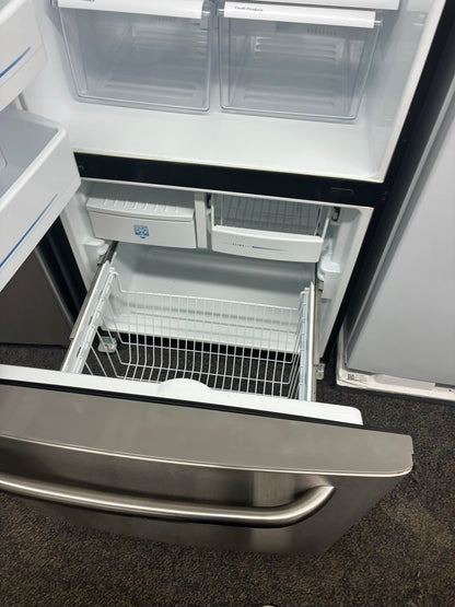 GE bottom freezer refrigerator stainless steel 30”