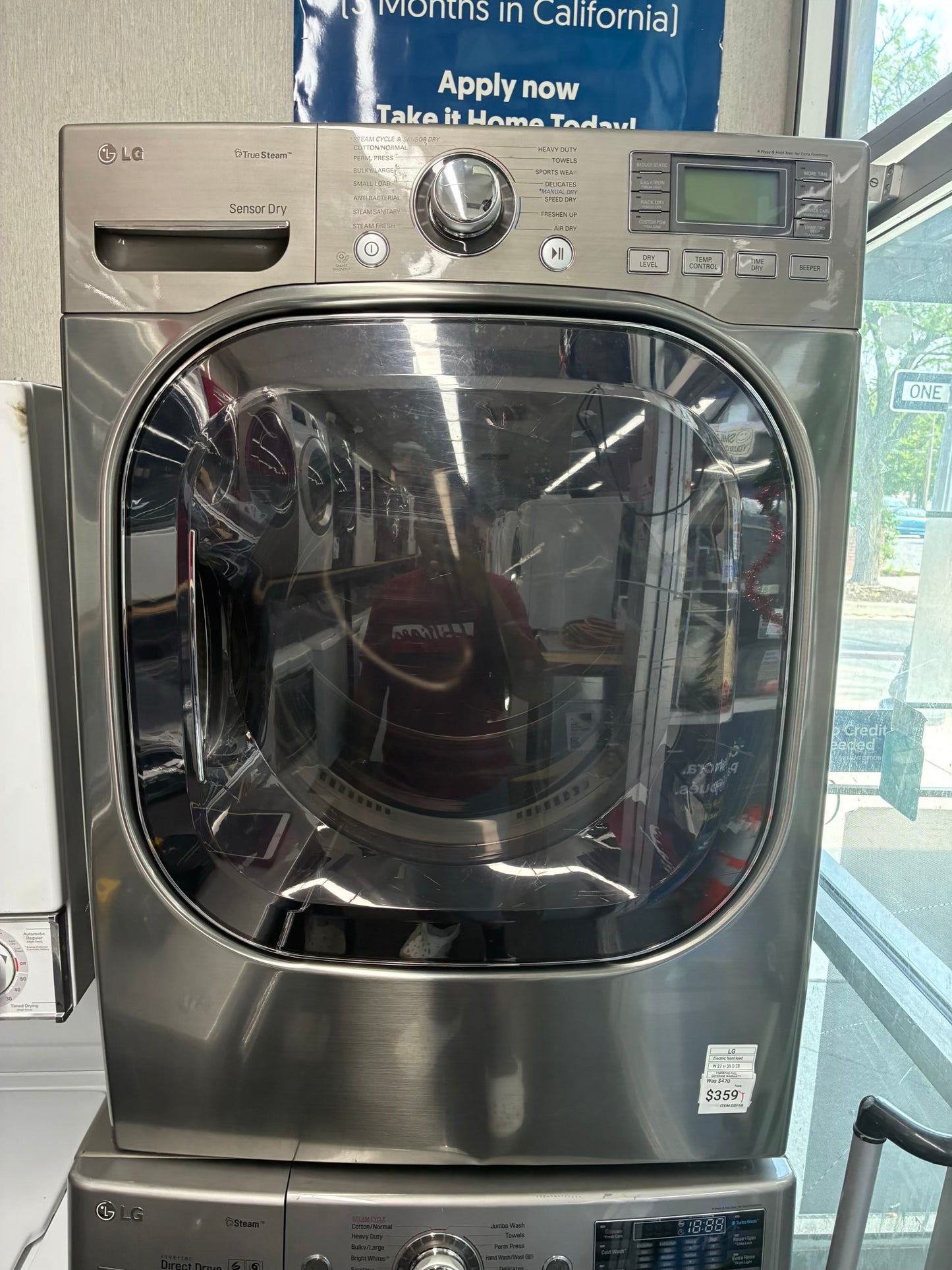 LG Electric Dryer 27” front load slate steam option