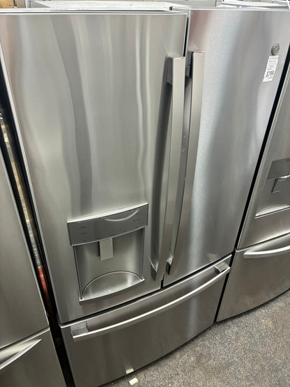 GE French door refrigerator stainless steel 36” ice maker water dispenser