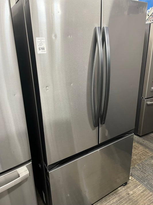 ^ Item: #RF66W Samsung french door refrigerator stainless steel w/water ice dispenser 36 in