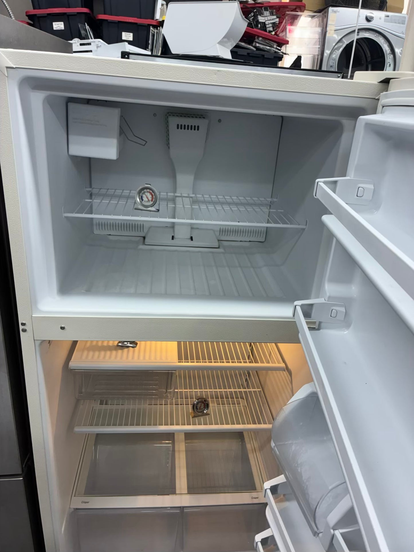 Whirlpool top freezer refrigerator beige 30”