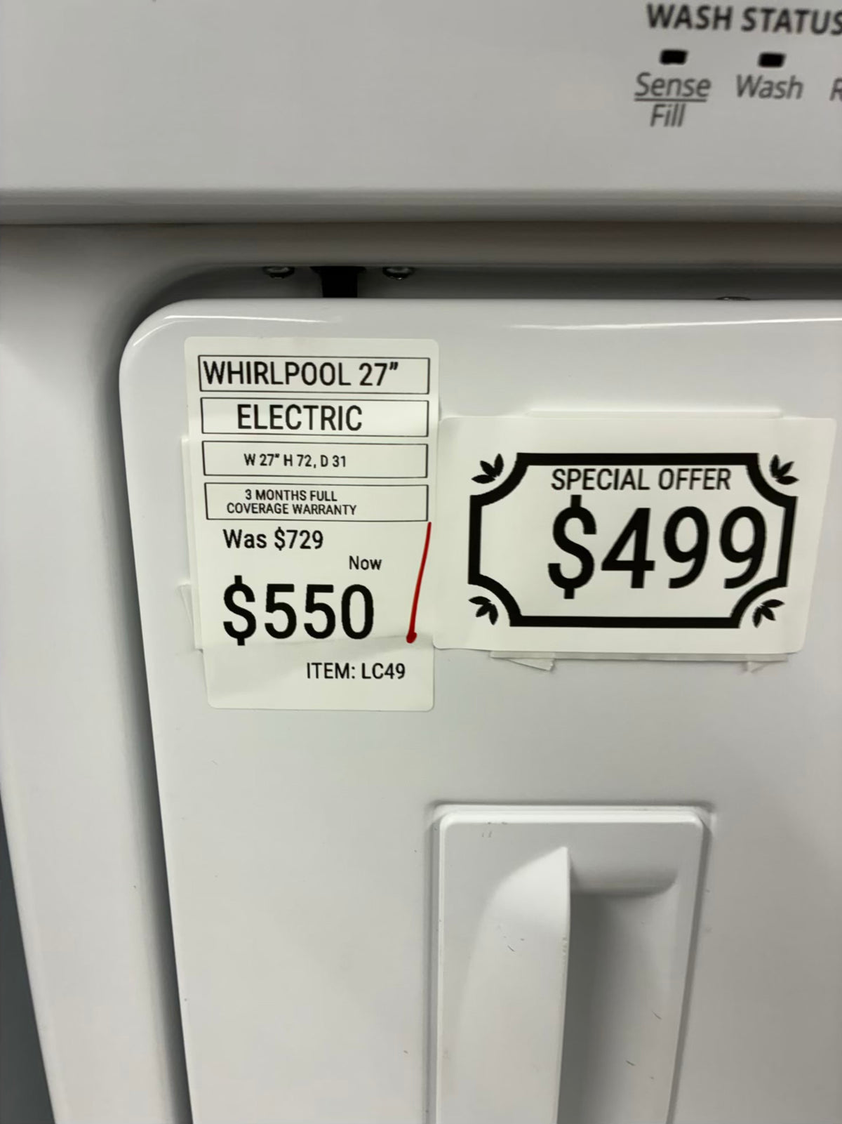 Whirlpool laundry center  washer and dryer set gas stackable 27”