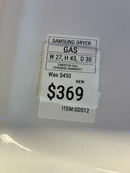 Samsung gas dryer 27” large capacity white