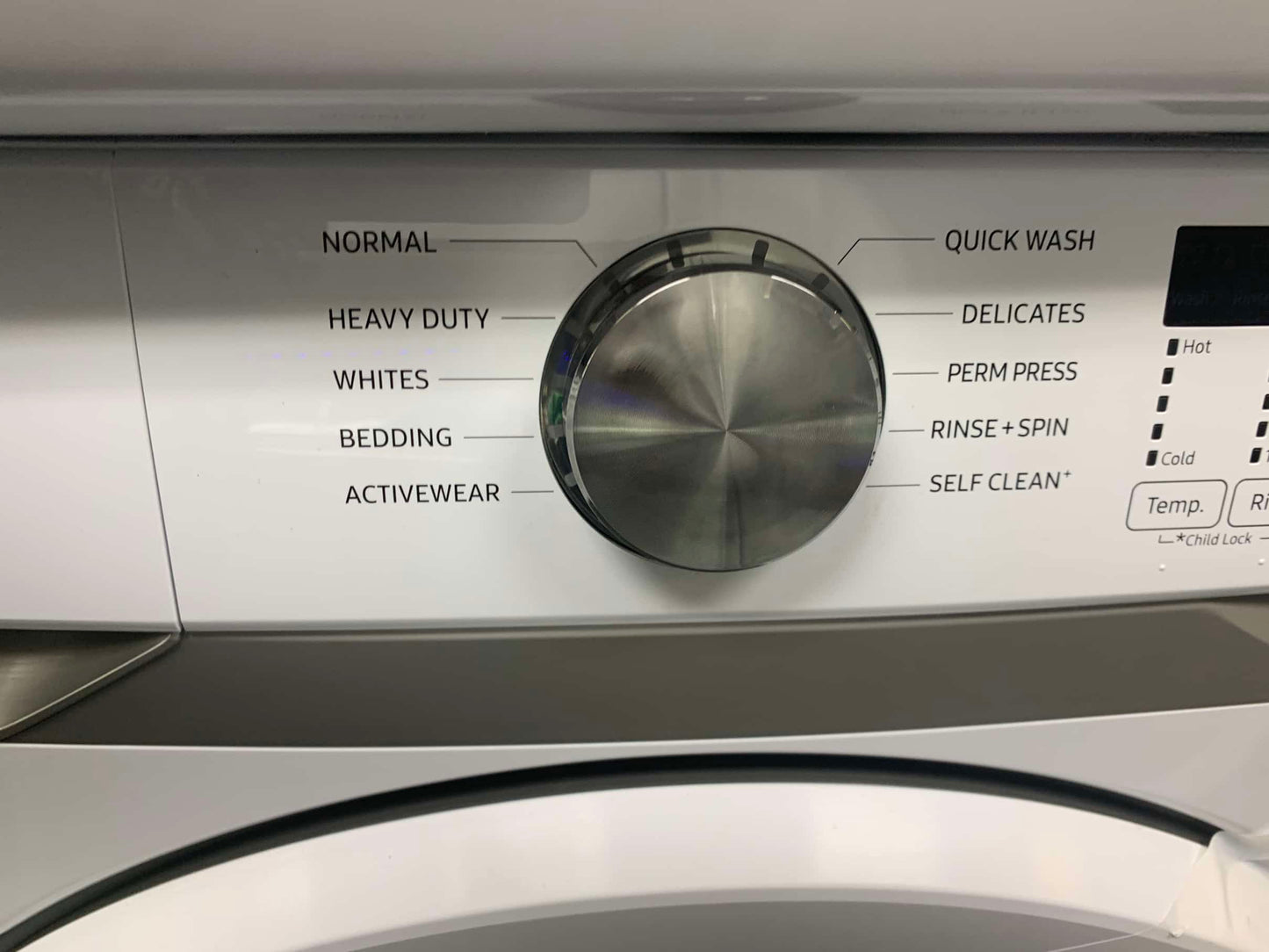 ★ Samsung Open Box 4.5 cu. ft. High-Efficiency Front Load Washer with Self-Clean+ in White & 7.5 cu. ft. Stackable Vented Electric Dryer with Sensor Dry in White 27 in WD641