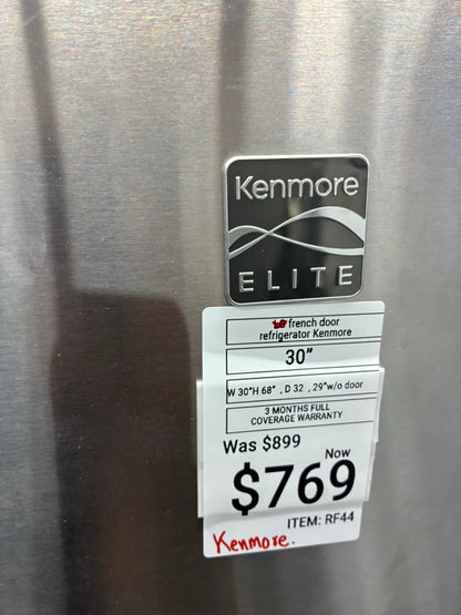 Kenmore French door refrigerator stale stainless steel 30” ice maker water dispenser