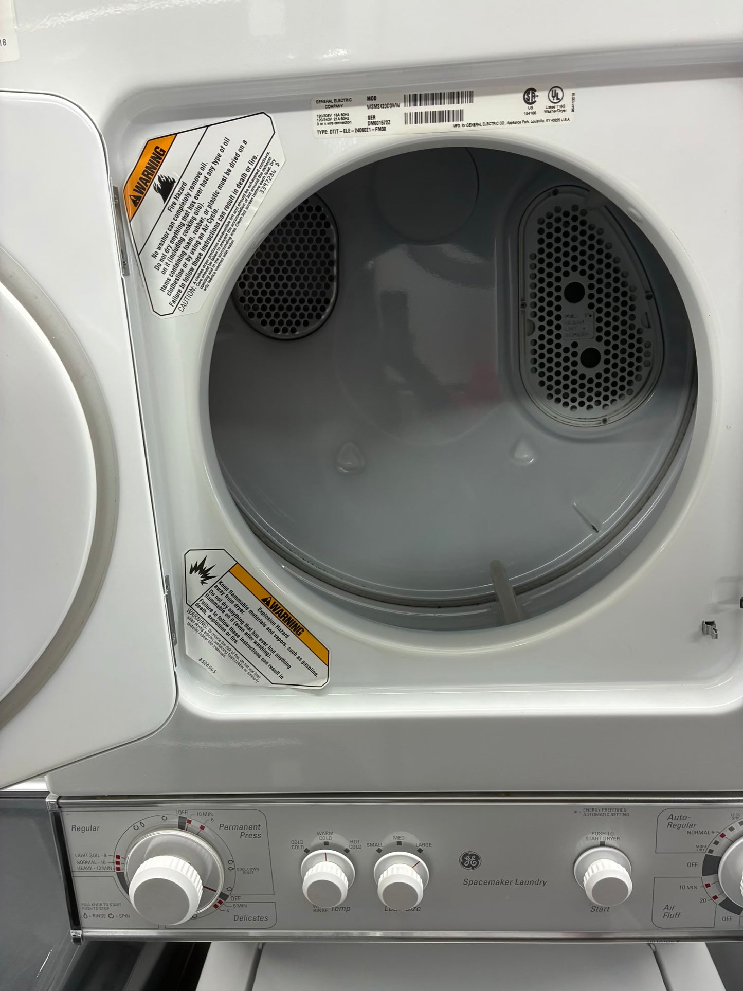 GE laundry center  washer and dryer electric stackable 24”