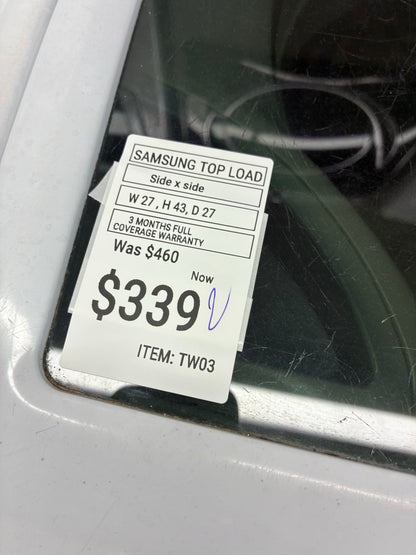 Samsung top load large capacity white 27”