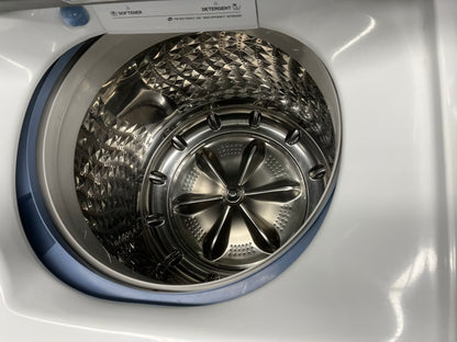 ^ ITEM #W95J Samsung top load washing machine large capacity stainless steel drum , side x side 27