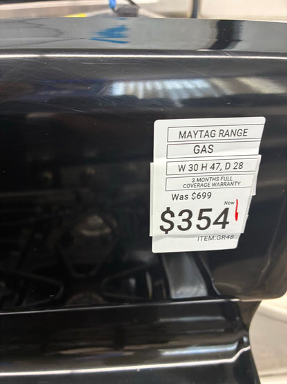 Maytag Gas Range Black 4 Burners 30”