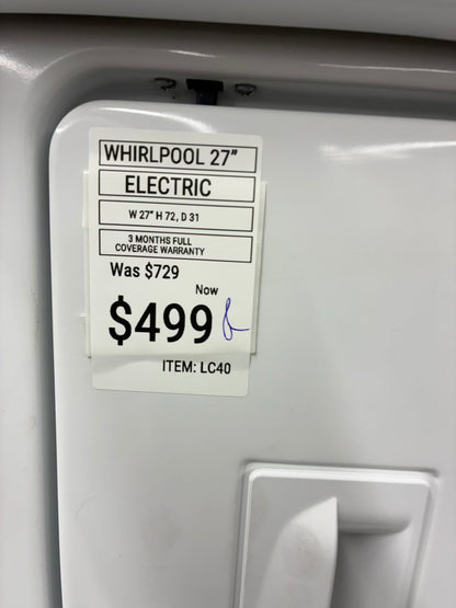 Whirlpool laundry center  washer and dryer set electric stackable 27”