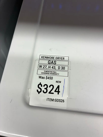 Kenmore gas dryer 27” large capacity white