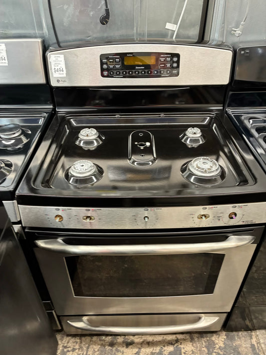 GE range 5 burner stainless steel 30”