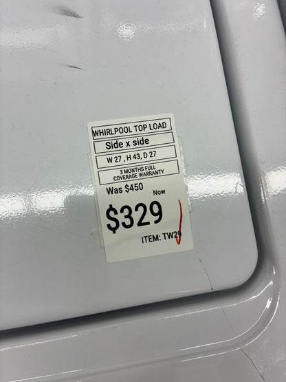 Whirlpool top load washer 27” large capacity