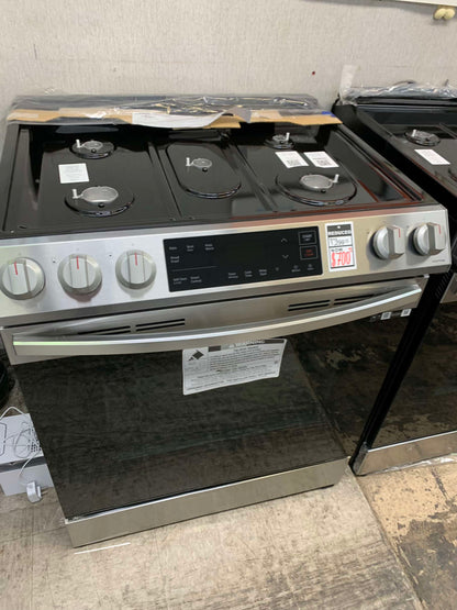 ★ Samsung Open Box 30 in. 6.0 cu. ft. Slide-In Gas Range with Self-Cleaning Oven in Stainless Steel GR916