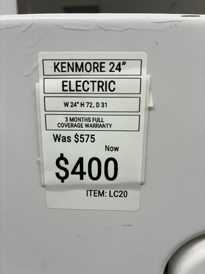 Kenmore  laundry center  washer and dryer set electric stackable 24”