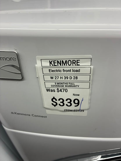 Kenmore Electric Dryer 27”white front load