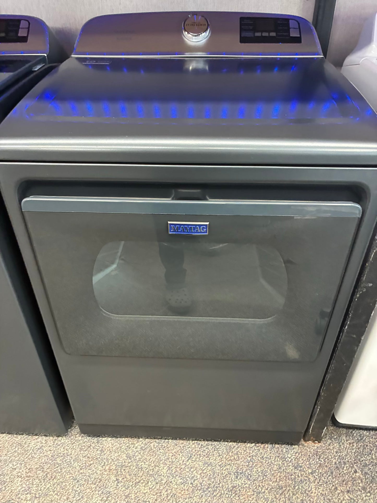 Maytag set  4.7 cu. Ft. Pet Pro top load side by side dryer electric 7.0 pet pro VOLCANO BLACK SCRATCH AND DENTS…. ORIGINAL PRICE $1269