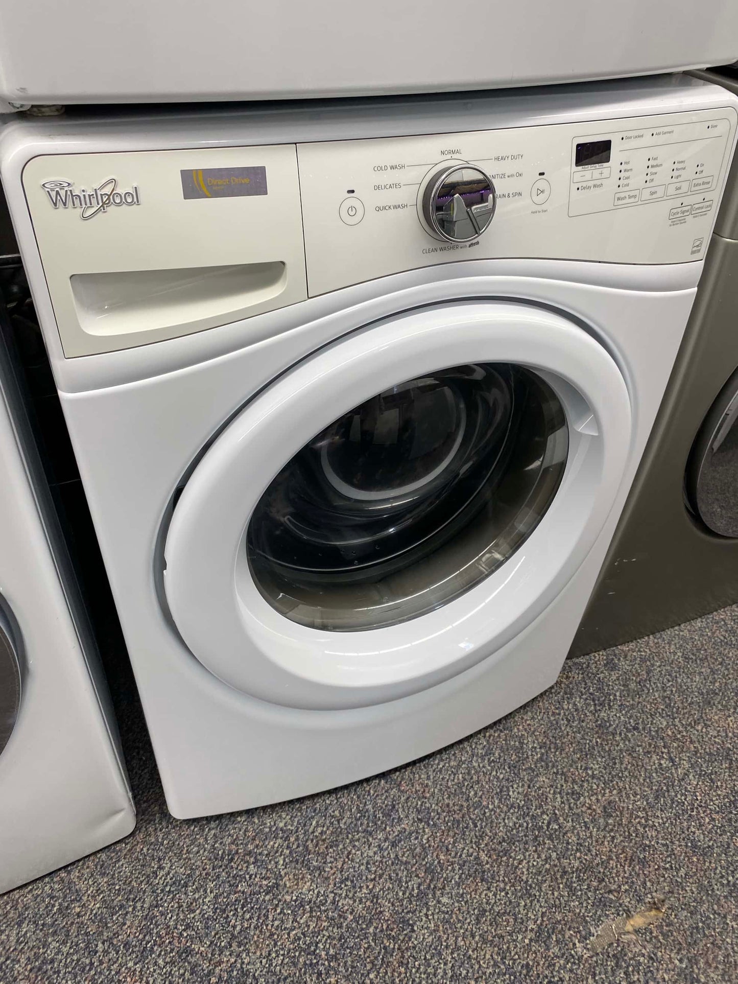 - Item: #GD29N Whirlpool front load washer and dryer set GAS stackable 27”