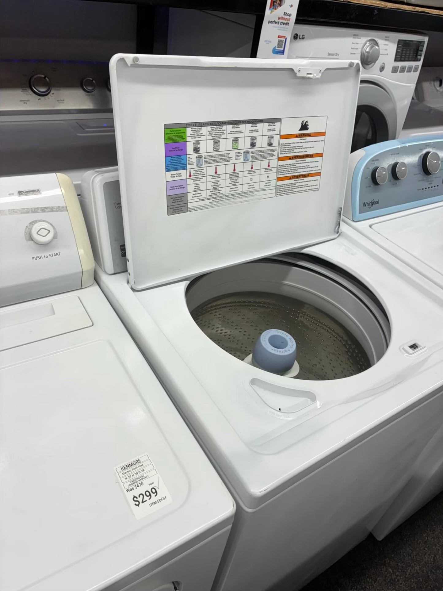Kenmore top load large capacity white 27”
