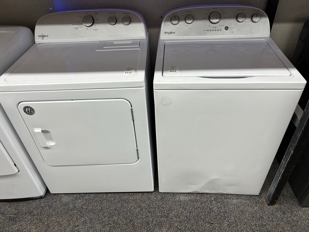 Whirlpool electric washer and dryer 27” top load