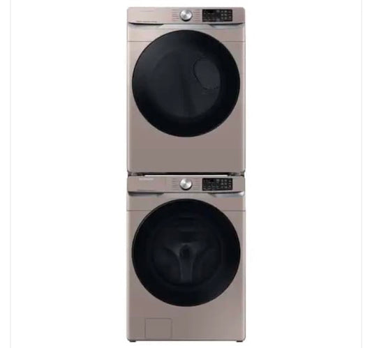 Samsung 4.5 cu. ft. Smart High-Efficiency Front Load Washer with Super Speed  & 7.5 cu. ft. Smart Stackable Vented electric Dryer with Steam Sanitize+ in champagne WD639