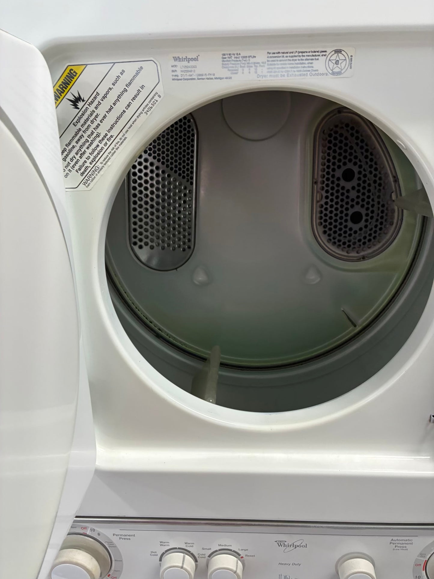 whirlpool laundry center  washer and dryer set gas stackable 24”