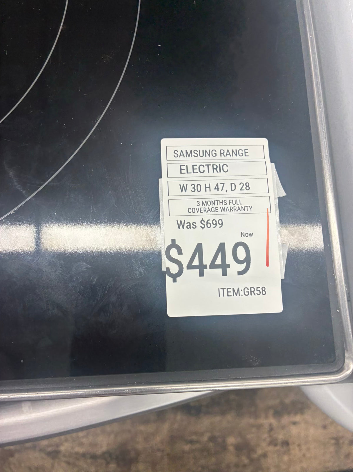 Samsung electric range stainless steel 30” 5 burners