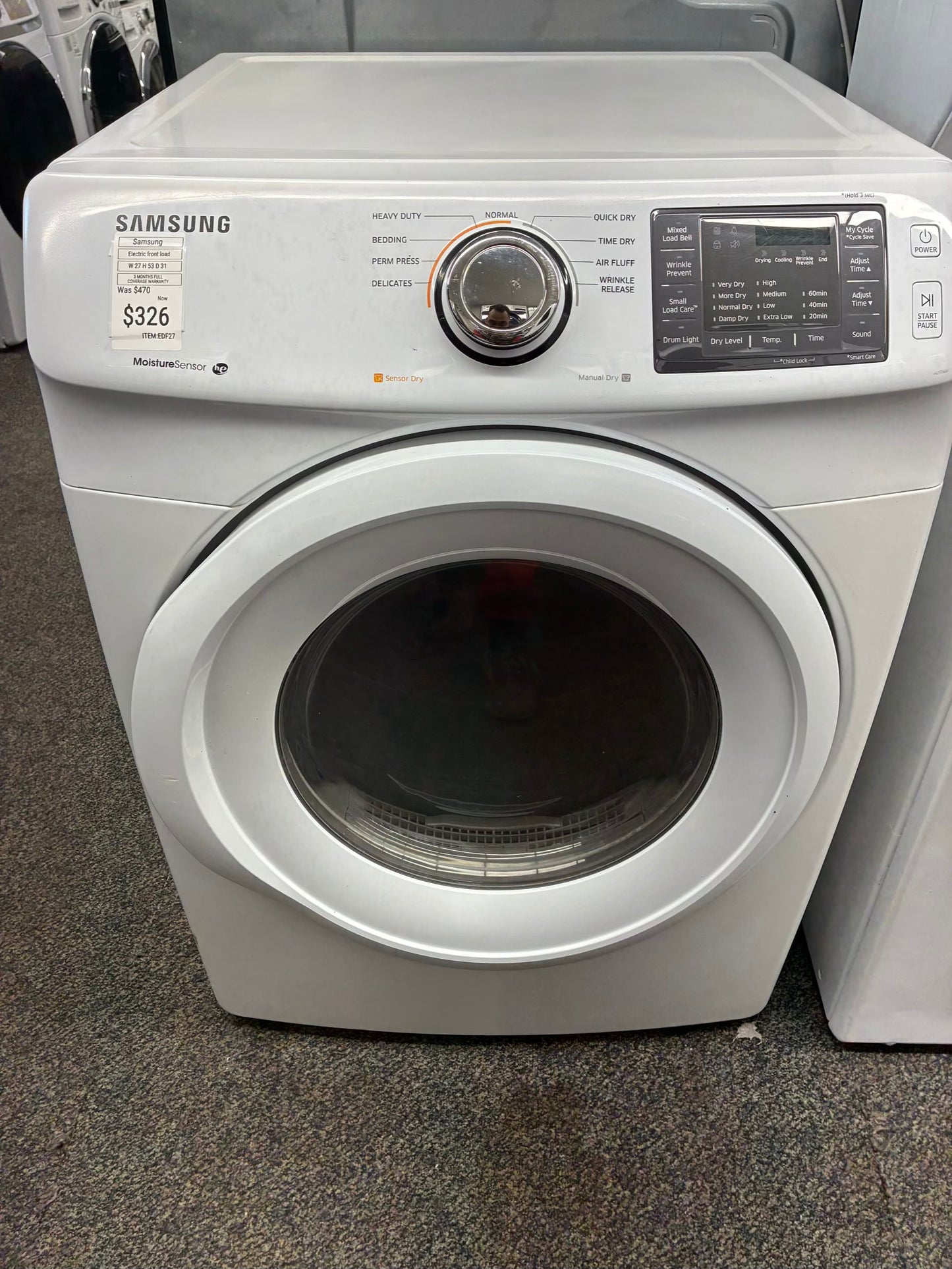 Samsung Electric Dryer 27” white front load