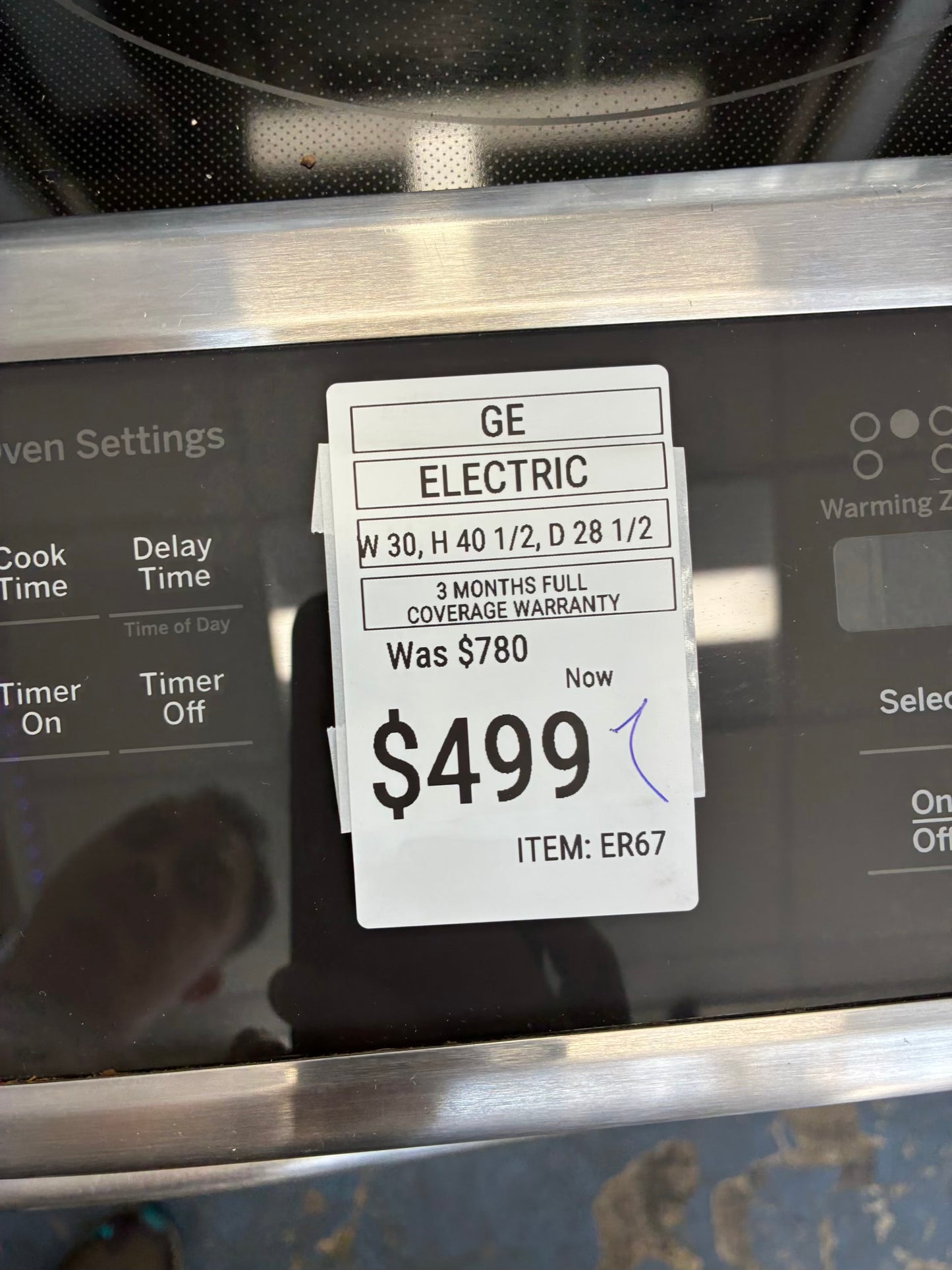 GE slide in stainless steel 30” electric range